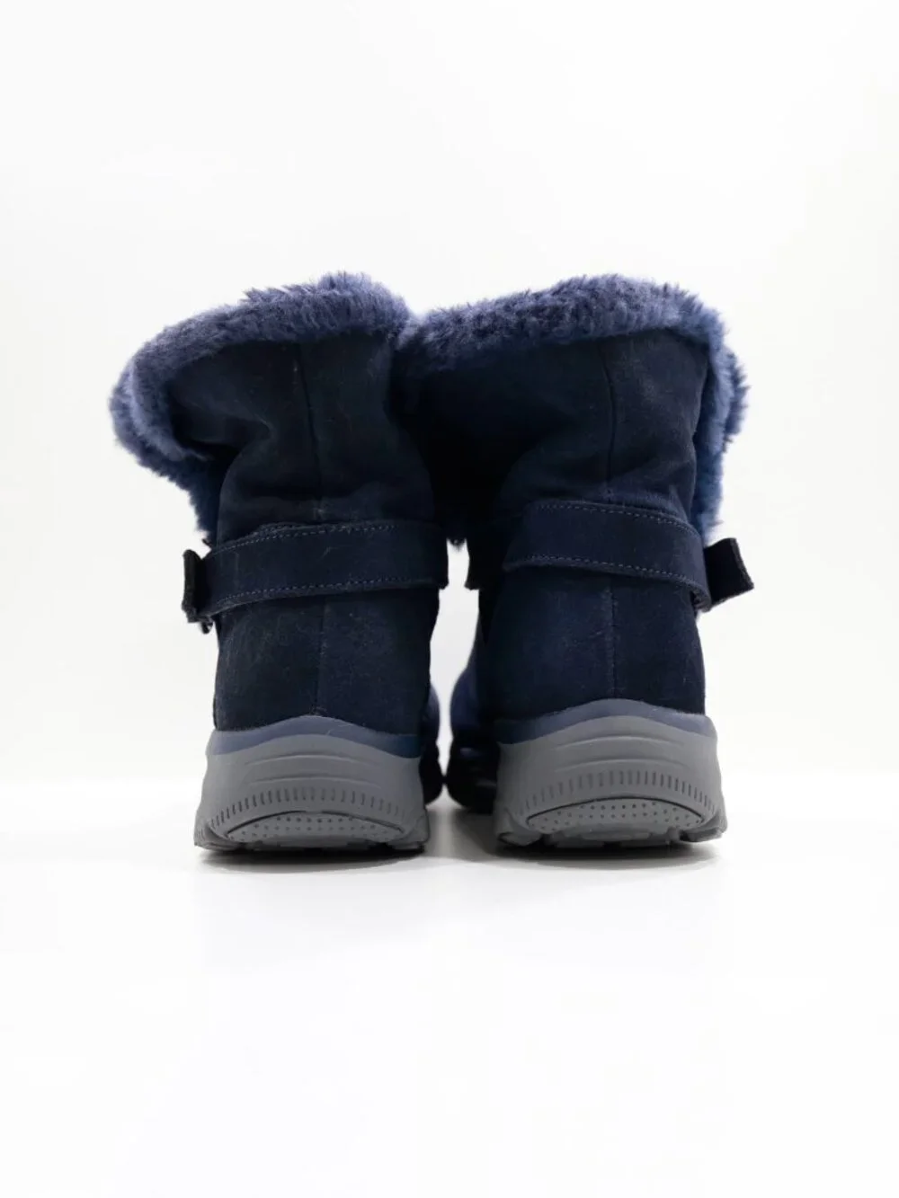 Skechers Slip Ins Easy Going Blue Suede Faux-Fur Lined Winter Boots - 10 Wide